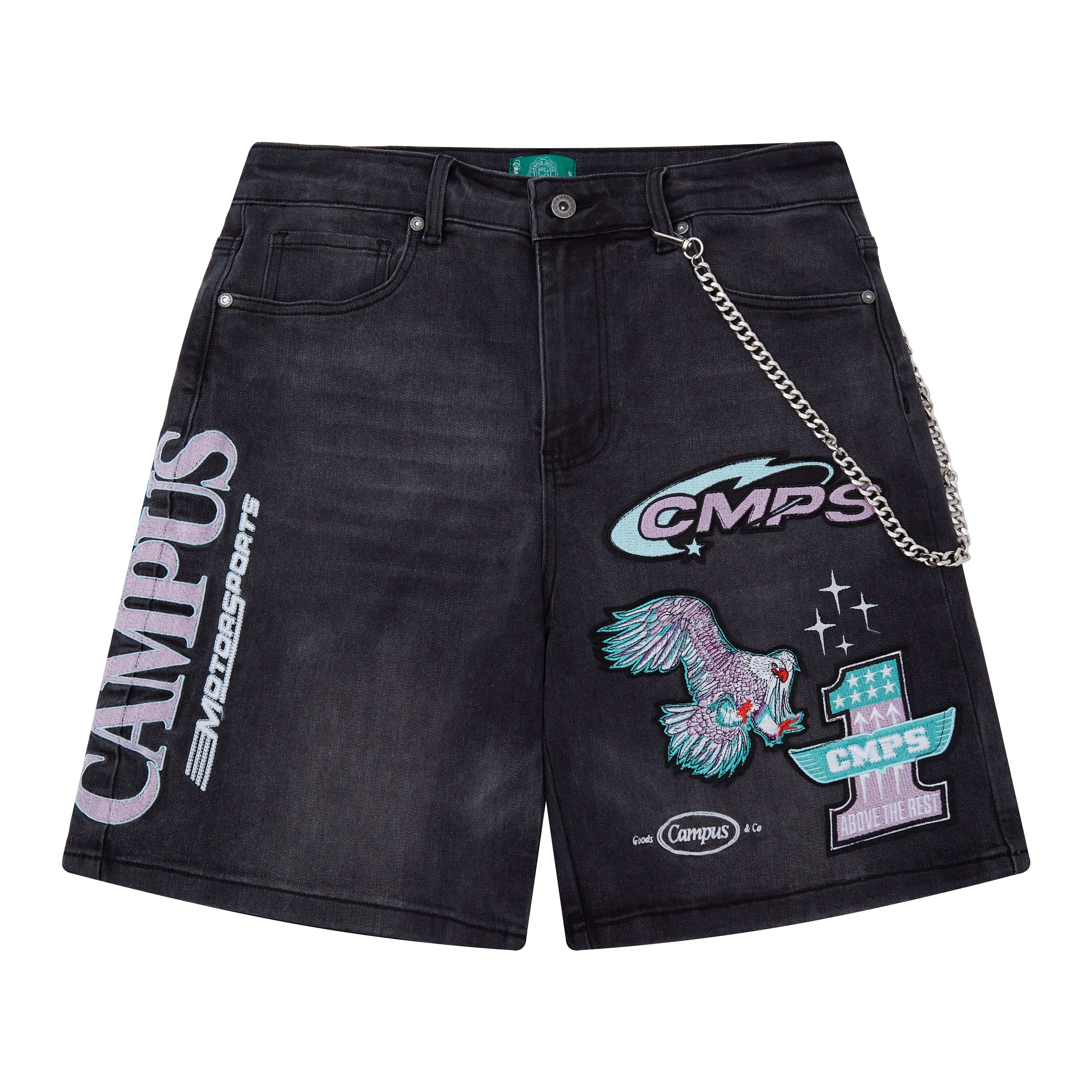 Motor Sports Denim Shorts - Washed Black